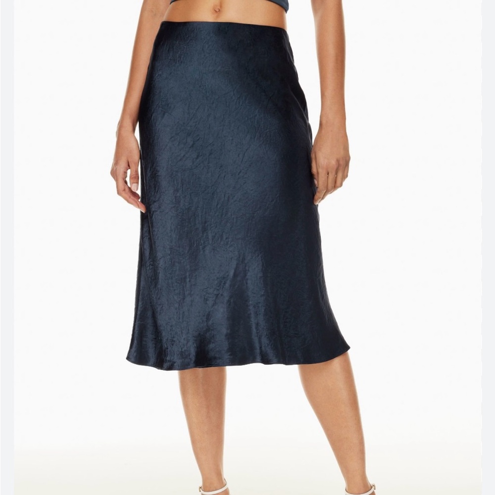 Aritzia Babaton Slip Satin Midi Skirt - Midnight Blue - Size 00